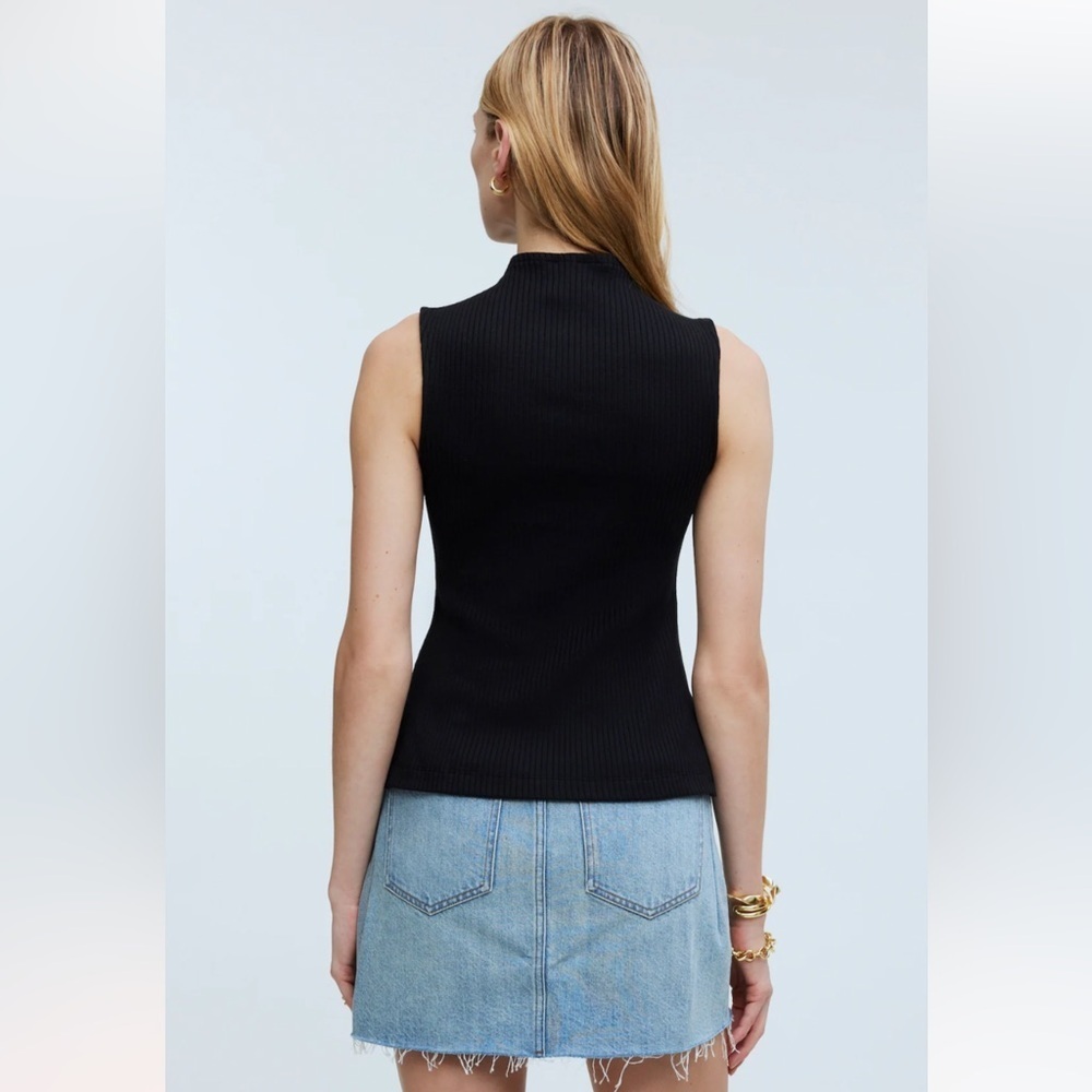 NEW Madewell Side-Slit Mockneck Tank Size XS True Black - Picture 4 of 10